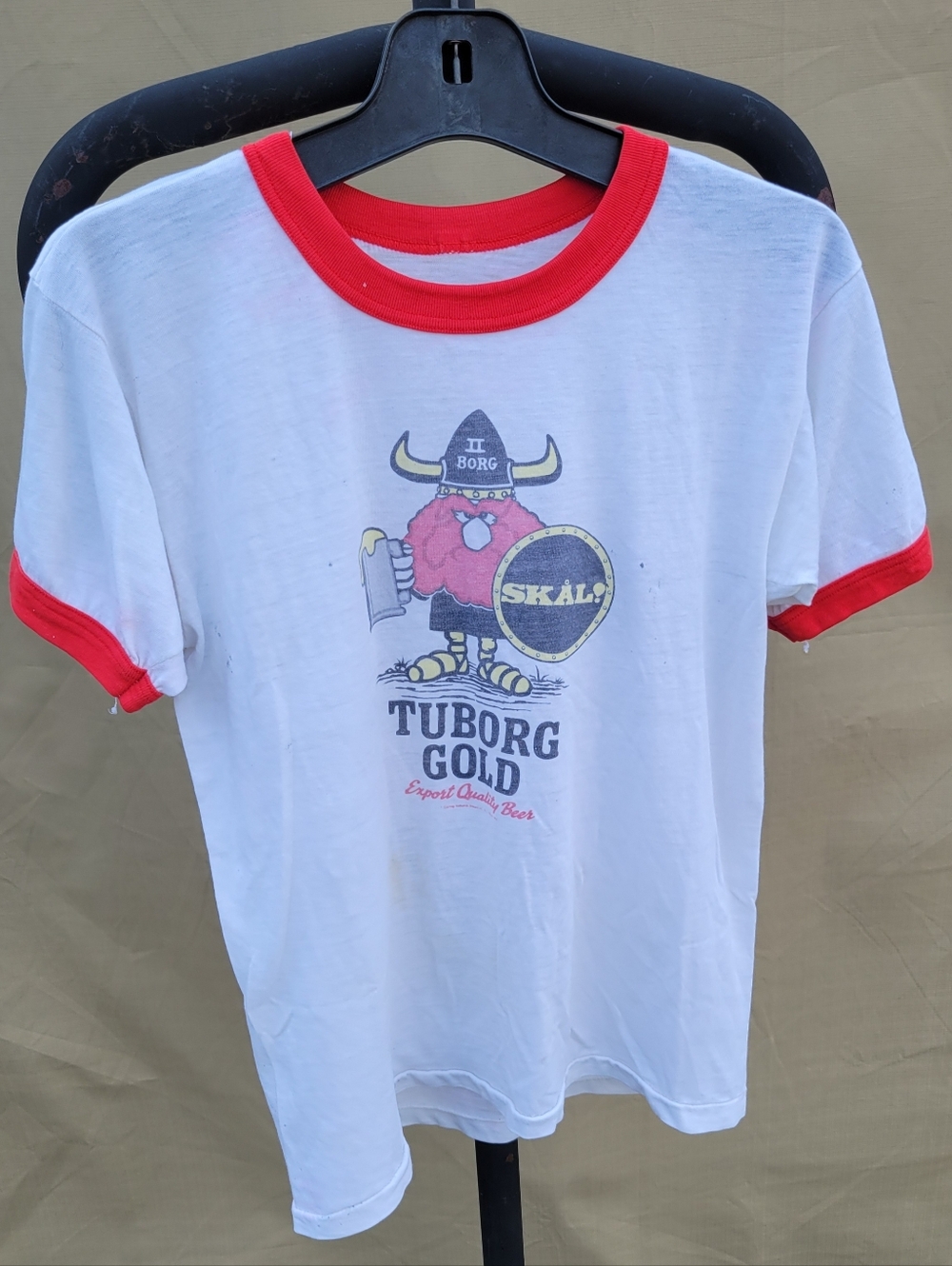 Vintage Tuborg Gold Beer Ringer T-Shirt size small